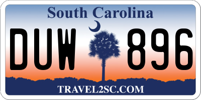 SC license plate DUW896
