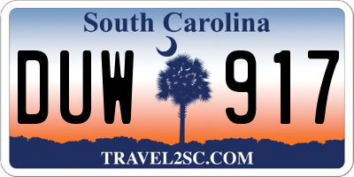 SC license plate DUW917