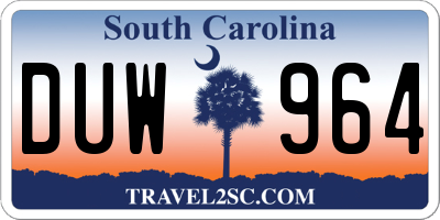SC license plate DUW964