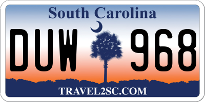SC license plate DUW968