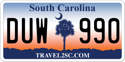 SC license plate DUW990