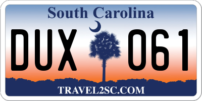 SC license plate DUX061
