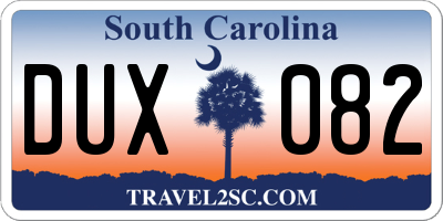 SC license plate DUX082