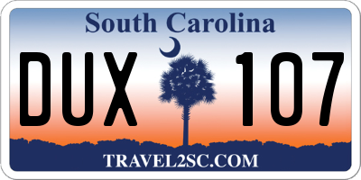 SC license plate DUX107