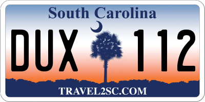 SC license plate DUX112