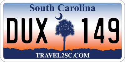 SC license plate DUX149