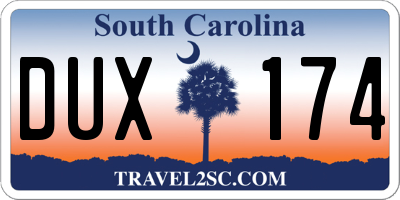 SC license plate DUX174
