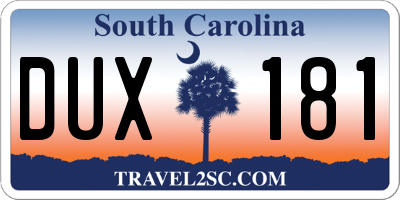 SC license plate DUX181