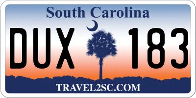 SC license plate DUX183