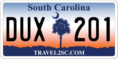 SC license plate DUX201