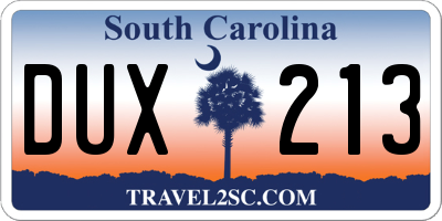 SC license plate DUX213