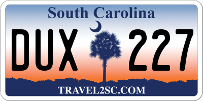SC license plate DUX227