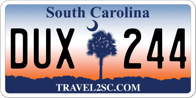 SC license plate DUX244