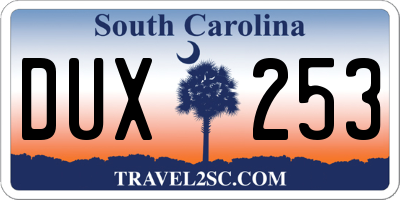 SC license plate DUX253