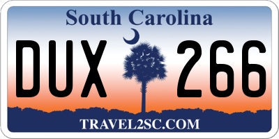 SC license plate DUX266