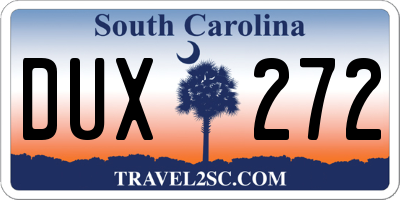 SC license plate DUX272