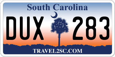SC license plate DUX283