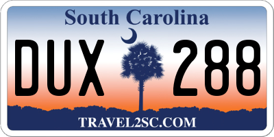 SC license plate DUX288