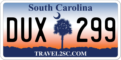 SC license plate DUX299