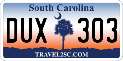 SC license plate DUX303