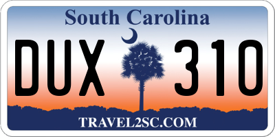 SC license plate DUX310