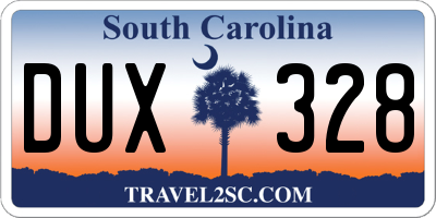 SC license plate DUX328
