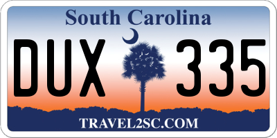 SC license plate DUX335