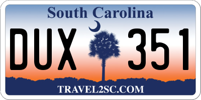 SC license plate DUX351