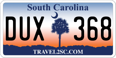 SC license plate DUX368