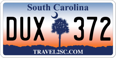 SC license plate DUX372