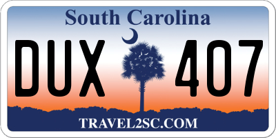 SC license plate DUX407
