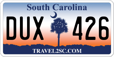 SC license plate DUX426