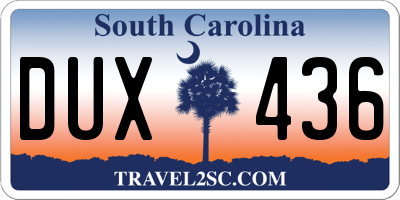 SC license plate DUX436
