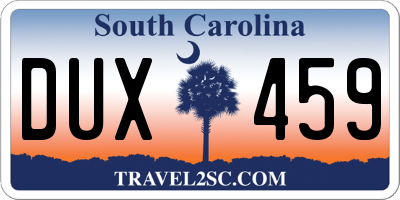 SC license plate DUX459