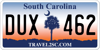 SC license plate DUX462