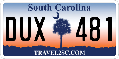 SC license plate DUX481