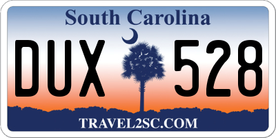 SC license plate DUX528