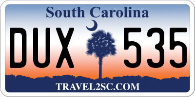 SC license plate DUX535