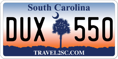 SC license plate DUX550