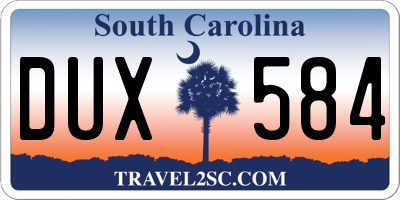 SC license plate DUX584