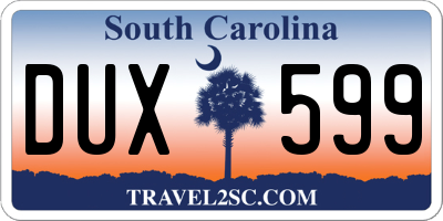 SC license plate DUX599