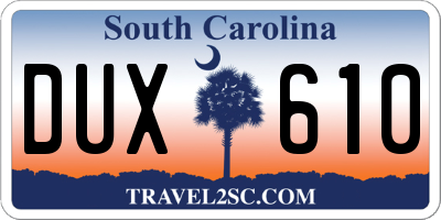 SC license plate DUX610
