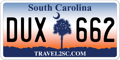 SC license plate DUX662
