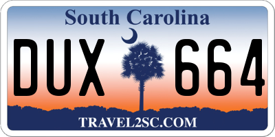 SC license plate DUX664