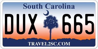 SC license plate DUX665