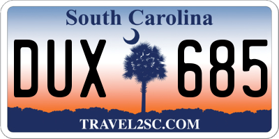 SC license plate DUX685