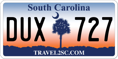 SC license plate DUX727
