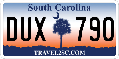 SC license plate DUX790