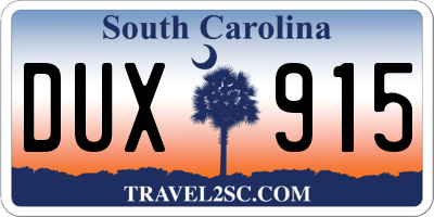 SC license plate DUX915