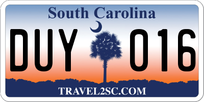 SC license plate DUY016